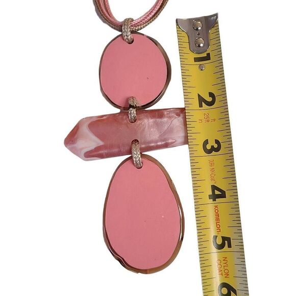 Fashion Jewelry Womens Pink Tan Nylon 18 Inch Pendant Necklace - Picture 4 of 9